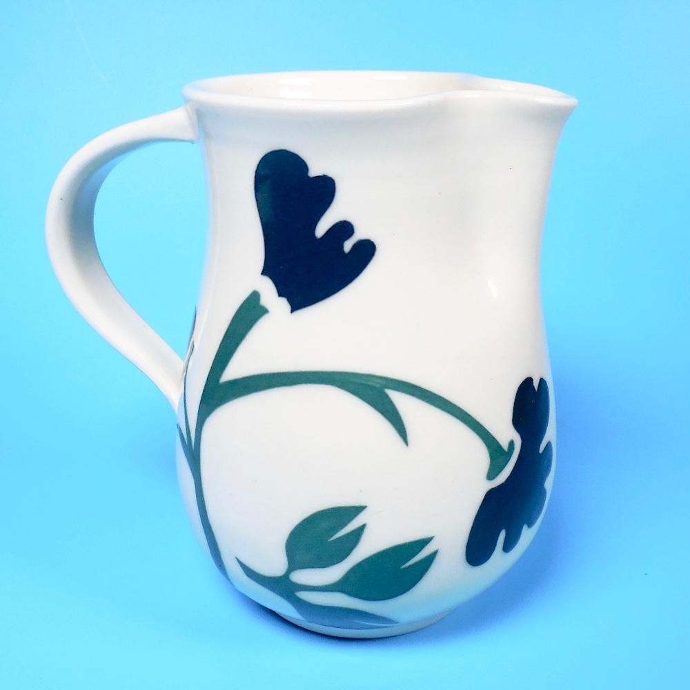 Guggenheim Art Pottery SIGNED Small Pitcher Floral Ceramic